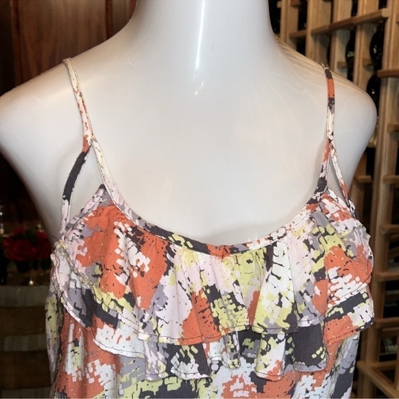 HANG TEN Orange & Gray Print Rayon Sundress with Pockets Size L - Picture 2 of 8